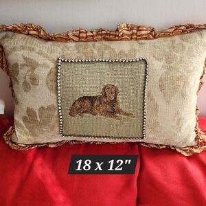 Decorative Dog Pillow with Ruffle Trim